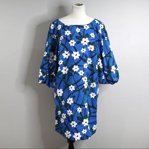 Draper James Eloquii Dress Womens 12 Blue Floral Missing Belt